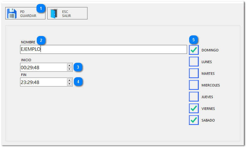2.13. HORARIOS DE PRECIO