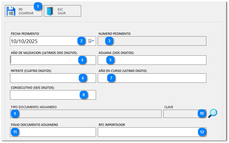 2.8. LISTA DE PEDIMENTOS