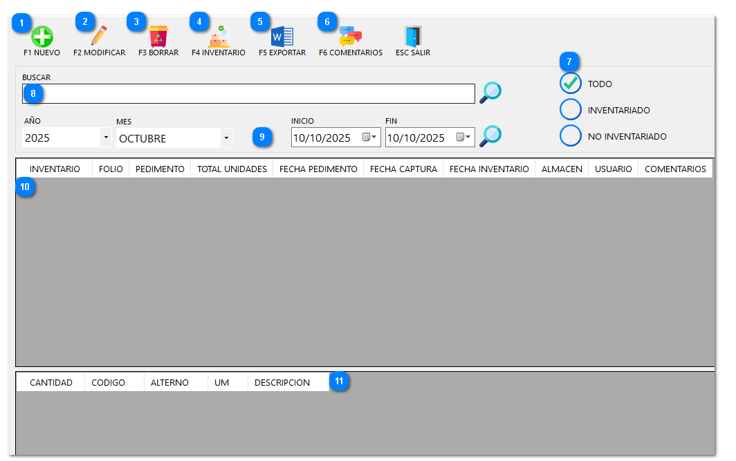 2.8. LISTA DE PEDIMENTOS