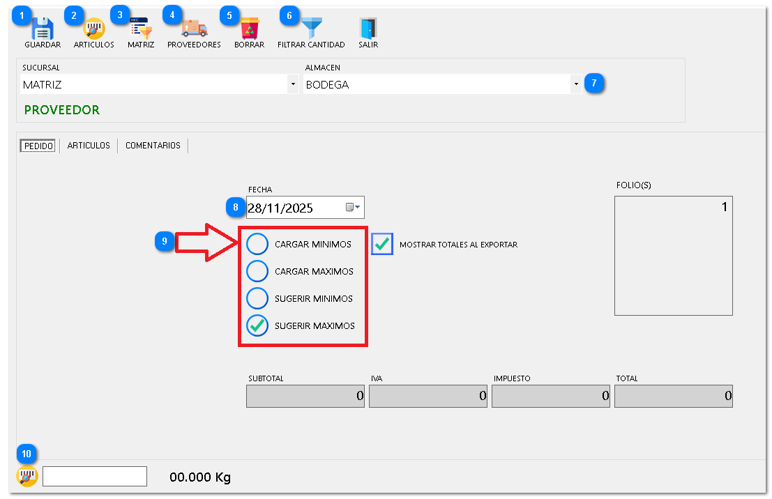 7.2. PEDIDOS A PROVEEDOR